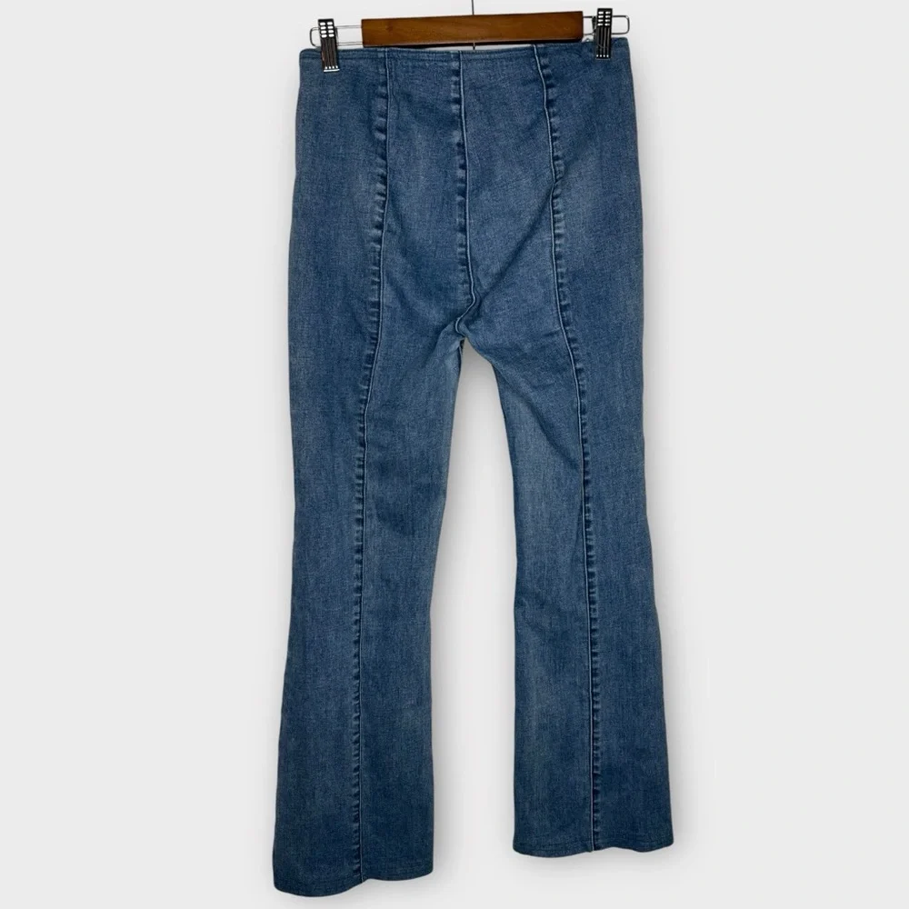 We The Free People Slim Pull On Flare Leg Seamed Jeans Medium Wash 2 26 Regular - Picture 4 of 9
